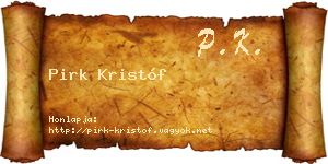Pirk Kristóf névjegykártya